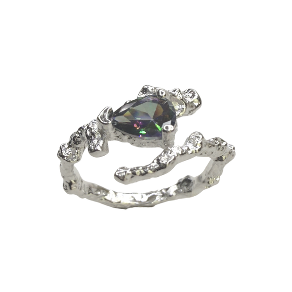 Ring mit Mystik Topas, Silber925, verstellbar