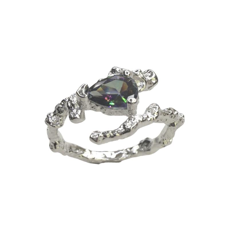 Ring mit Mystik Topas, Silber925, verstellbar