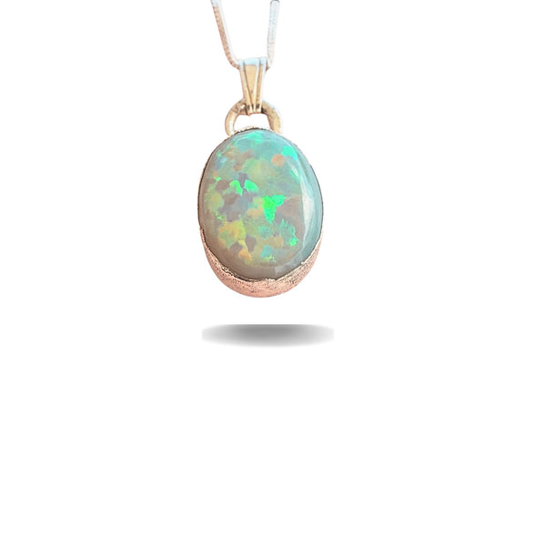 Anhänger Kristallopal, Silber 999, mit Kette