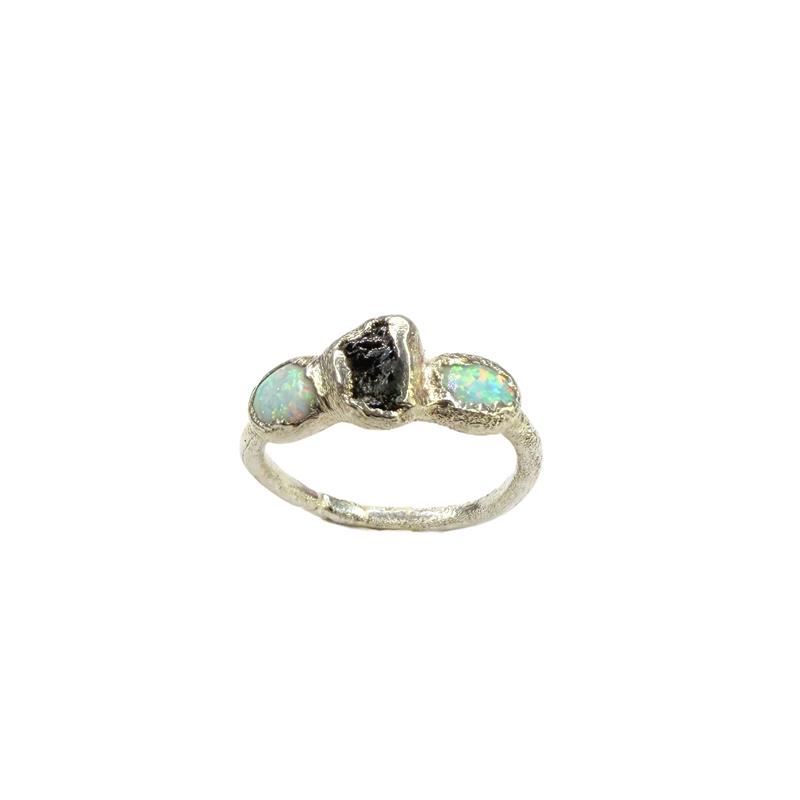 Ring 2 Opale-Turmalin,Silber999, Größe 53