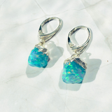 Klapp-Ohrringe rohem Kristall Opal, Silber925