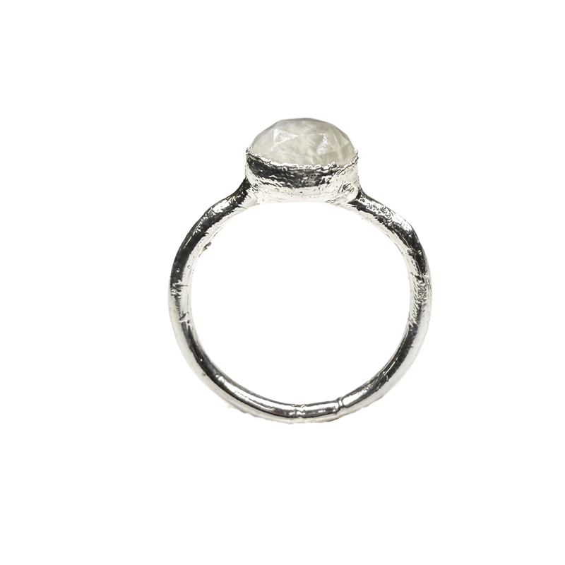 Ring Mondstein, Silber, Größe 52