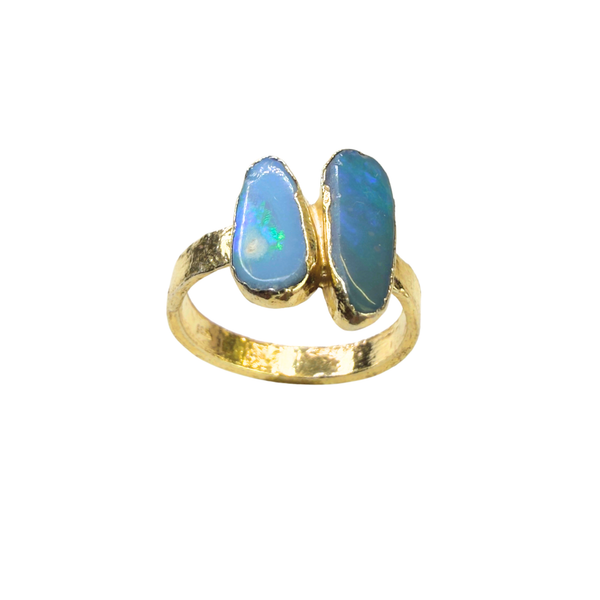 Ring with opals, silver, size 53