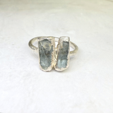 Ring Aquamarin Stäbchen, Silber, Größe 52
