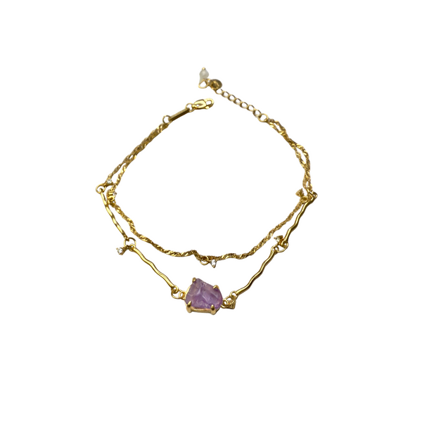 Armband mit Amethyst, Silber925 - Gold plattiert
