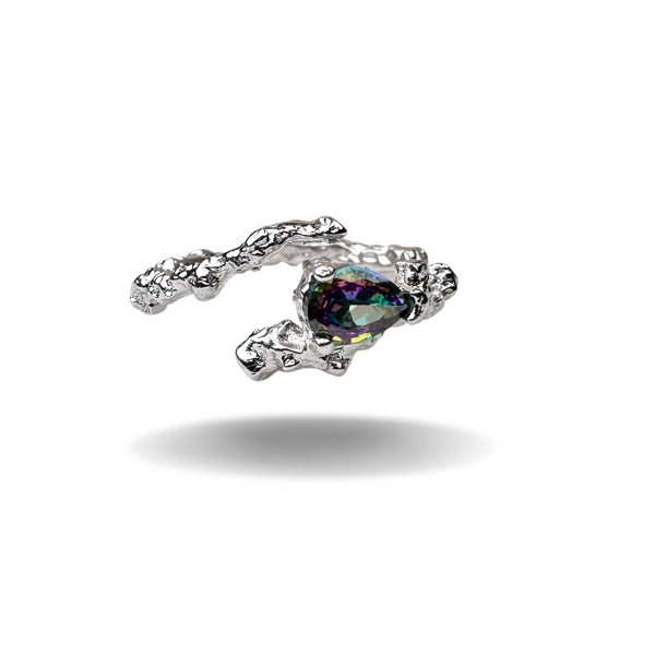 Ring mit Mystik Topas, Silber925 verstellbar