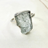 Ring roh Aquamarin, Silber, Größe 51
