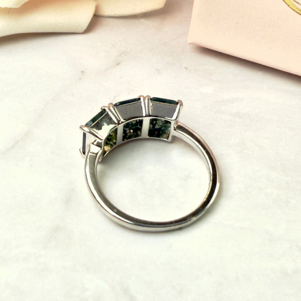 Ring Moosachat, Größe 57, Silber925