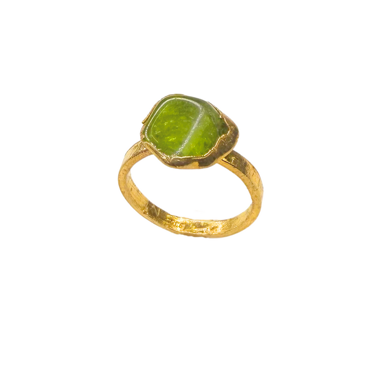 Ring Peridot, Silber, Gold, Größe 50