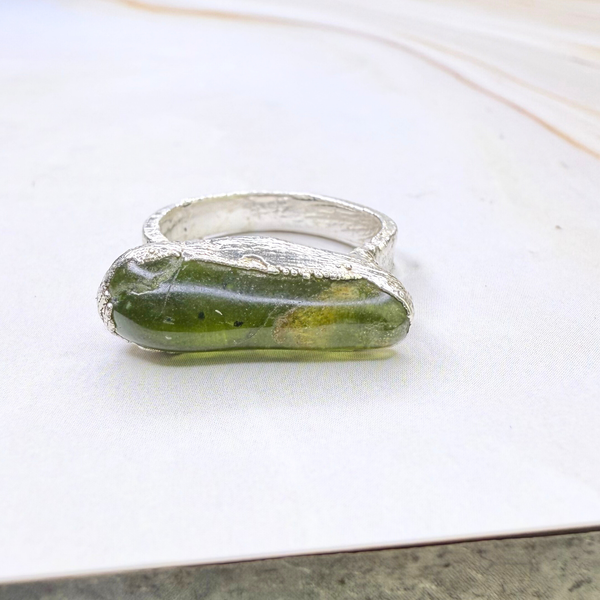 black raw crystal opal pendant with chain, silver 999