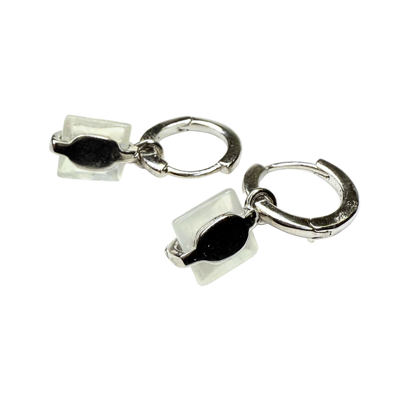 Creolen Ohrringe mit Mondstein und kleinen Zirkonia, Silber925