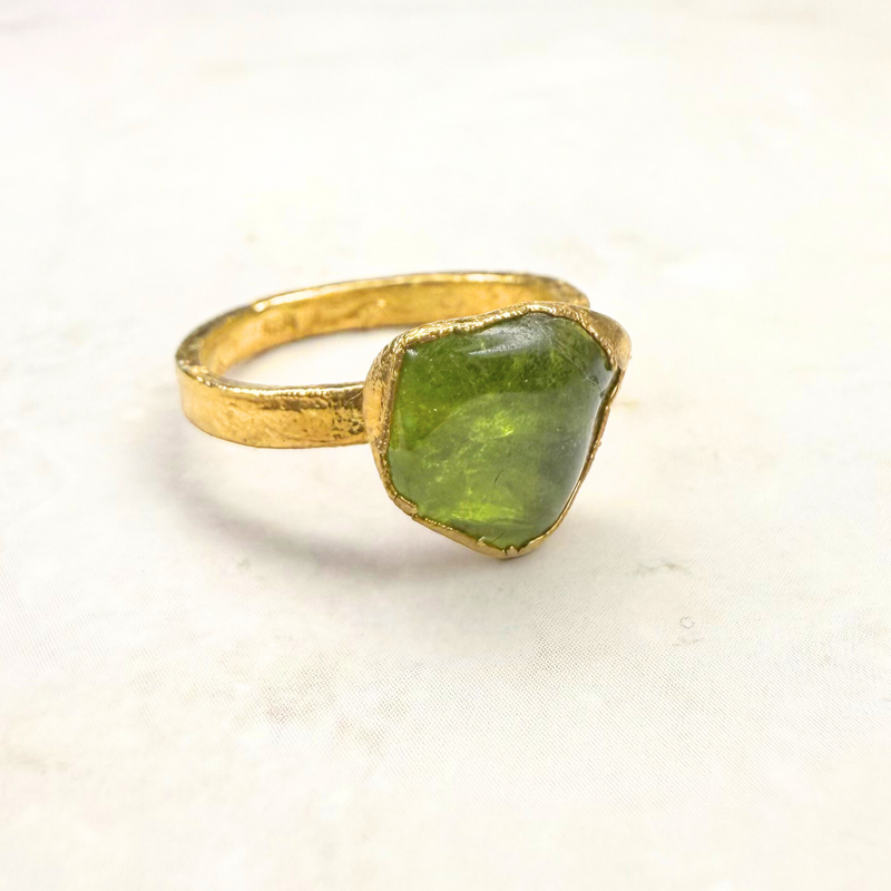 Ring Peridot, Silber, Gold, Größe 50