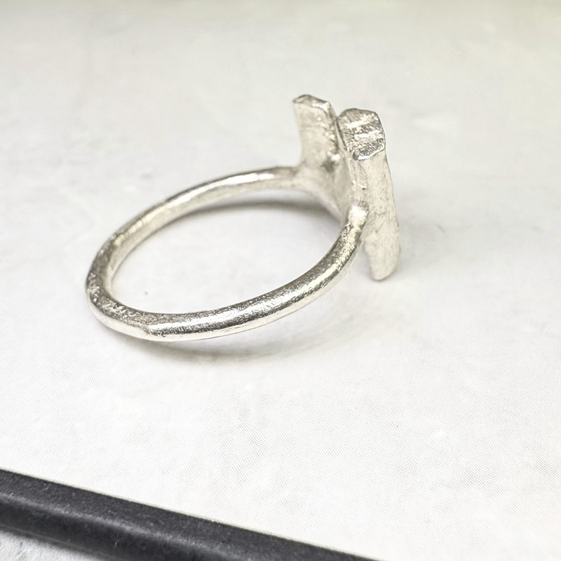 Ring Aquamarin Stäbchen, Silber, Größe 52