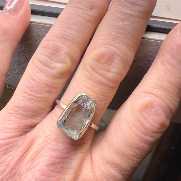 black raw crystal opal pendant with chain, silver 999