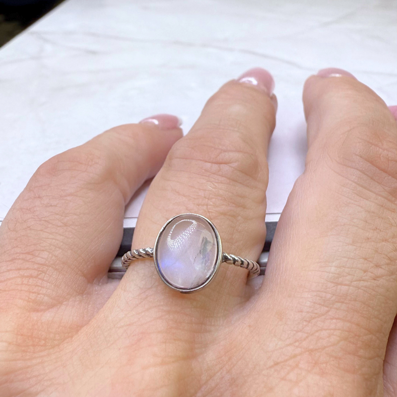 Ring Mondstein, Silber925, verstellbar durch Ringschiene