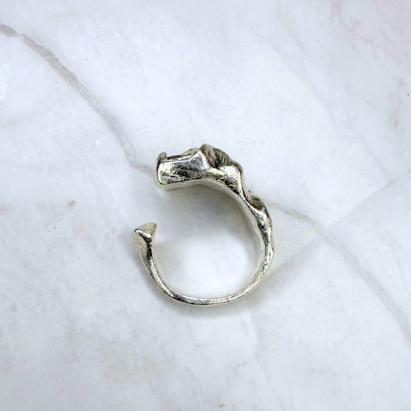 Ring mit 3 australischen Roh Opalen, präsent, Silber, verstellbar