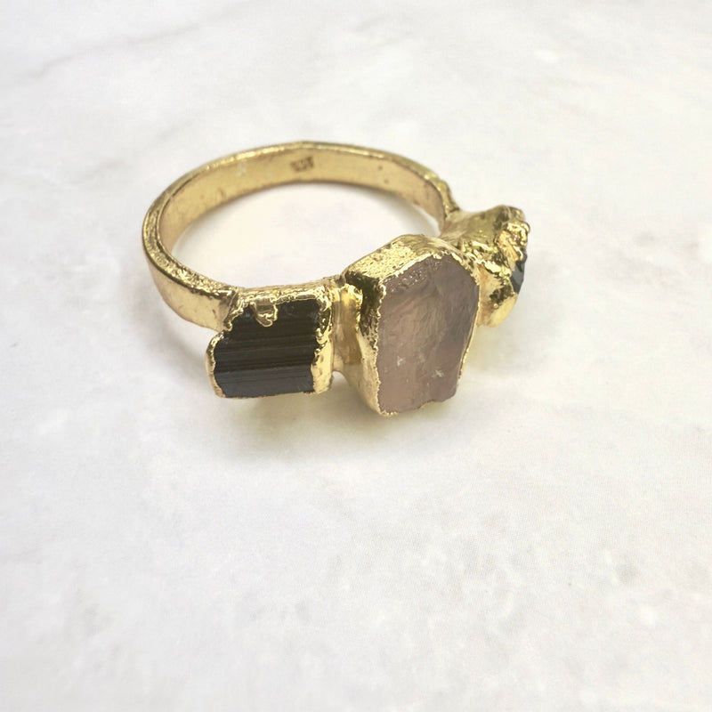 black raw crystal opal pendant with chain, silver 999