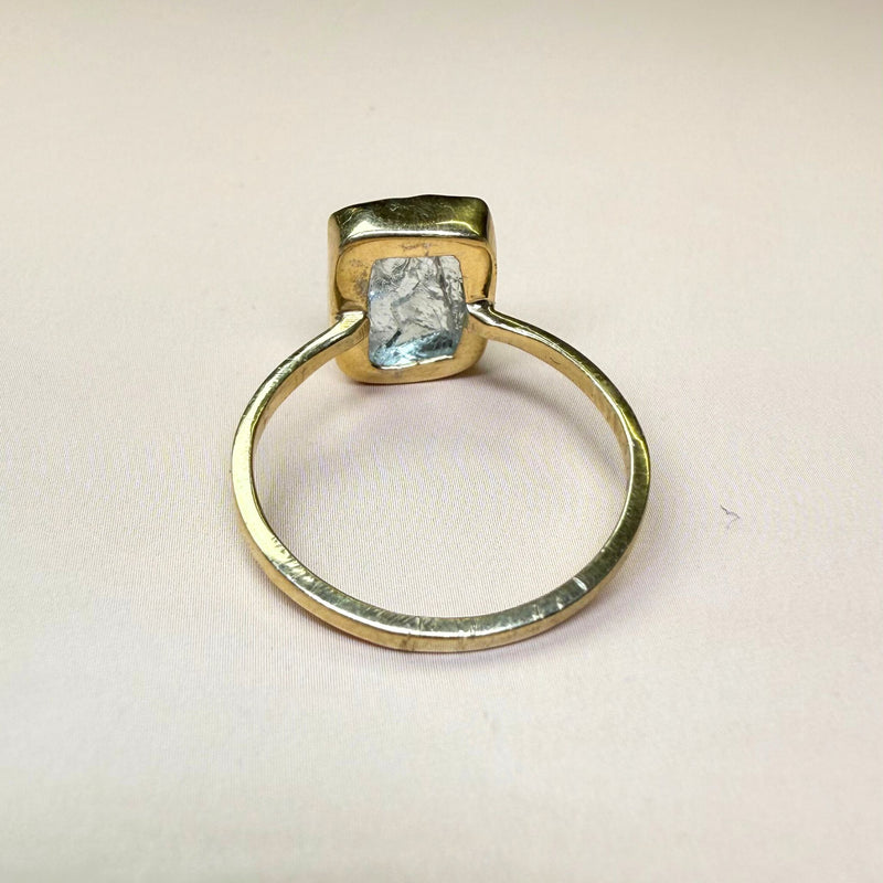 Ring roh Aquamarin, Gold, Größe 60