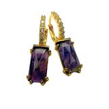 Creolen Ohrringe fester Anhänger mit Amethyst -Zirkonia, vergoldet