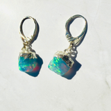 Klapp-Ohrringe rohem Kristall Opal, Silber925