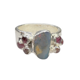 Ring breit australischer Opal-Turmalin, Silber999, Größe 55