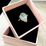 Ring roh Aquamarin, Gold, Größe 58