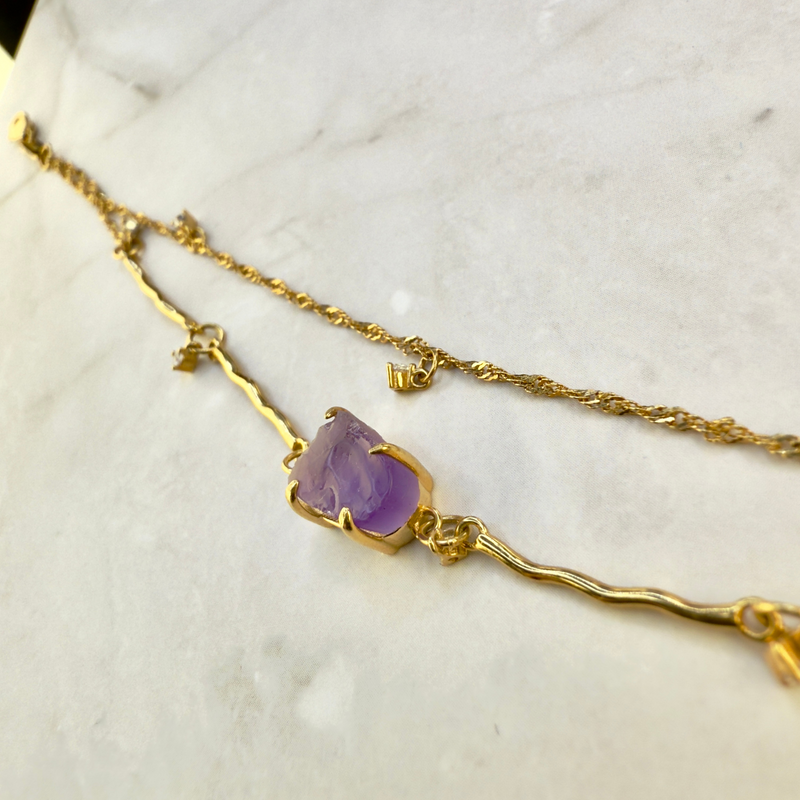 Armband mit Amethyst, Silber925 - Gold plattiert