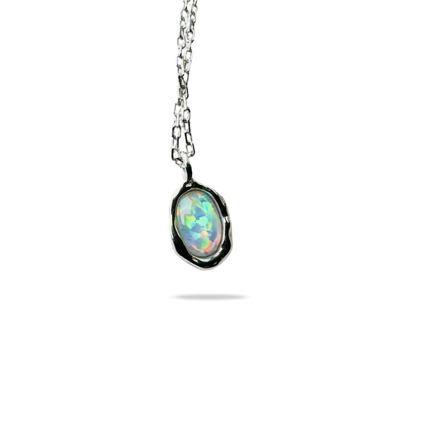 weisser Kristall Opal Anhänger, mit Halskette, Silber925