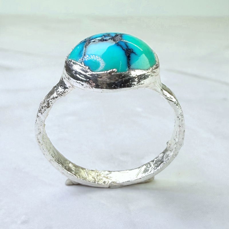 Ring with opals, silver, size 53