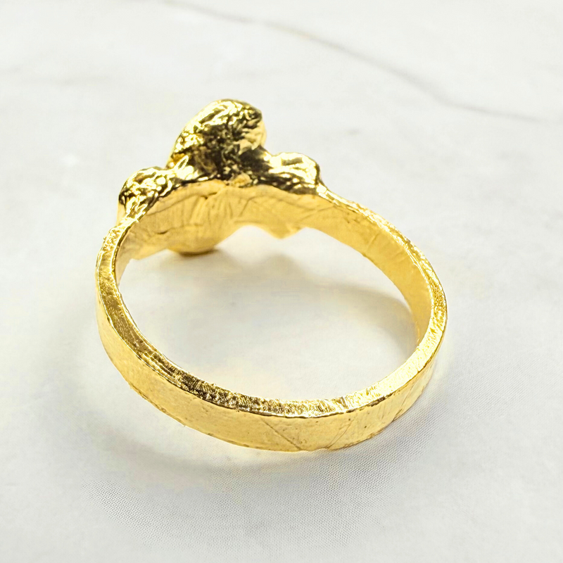 Ring Peridot - 2 Opale, Gold plattiert, Größe 61