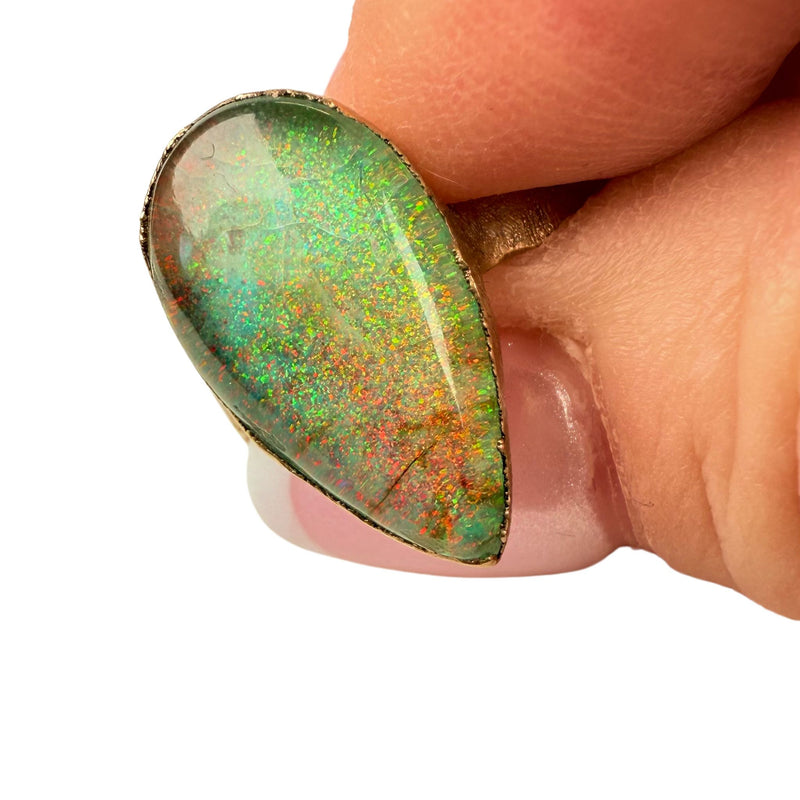 Ring Sterling - Silber - Monarch Opal, Gold plattiert, Größe 60, UNIKAT