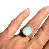 Ring australischer Opal, Gold plattiert, Größe 54