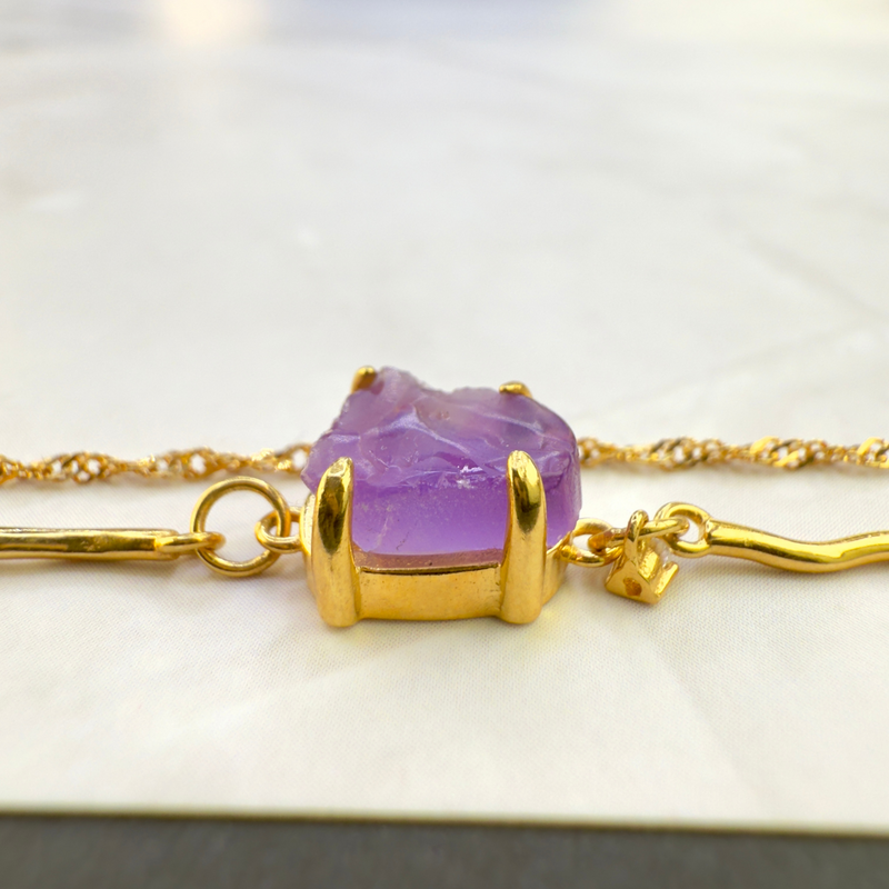 Armband mit Amethyst, Silber925 - Gold plattiert