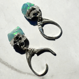 Klapp-Ohrringe rohem Kristall Opal, Silber925