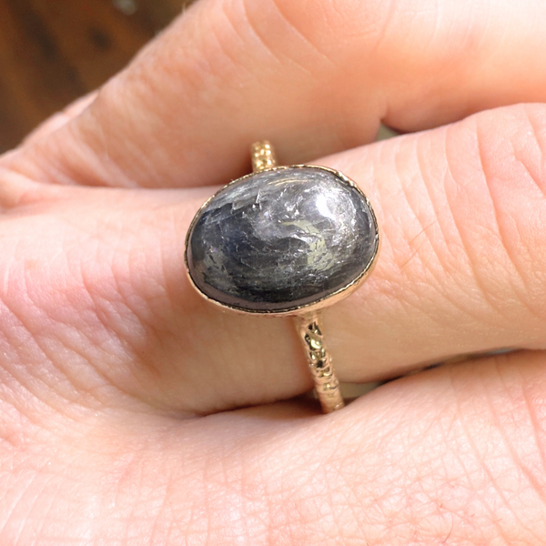 black raw crystal opal pendant with chain, silver 999