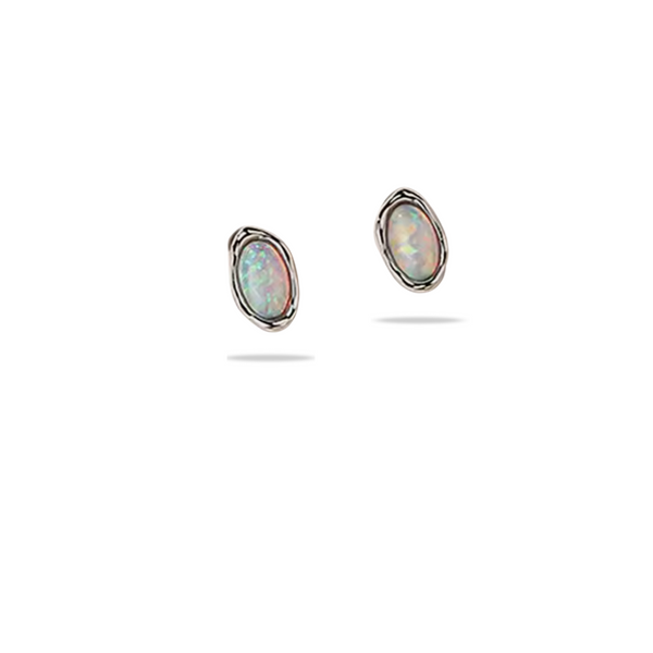 Weiße kleine Kristall Opal Ohrstecker, Silber925