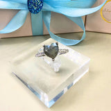 Ring Herz Labradorit, Silber, verstellbar