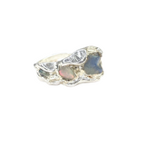 Ring mit 3 australischen Roh Opalen, präsent, Silber, verstellbar