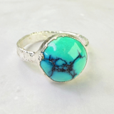 Ring with opals, silver, size 53