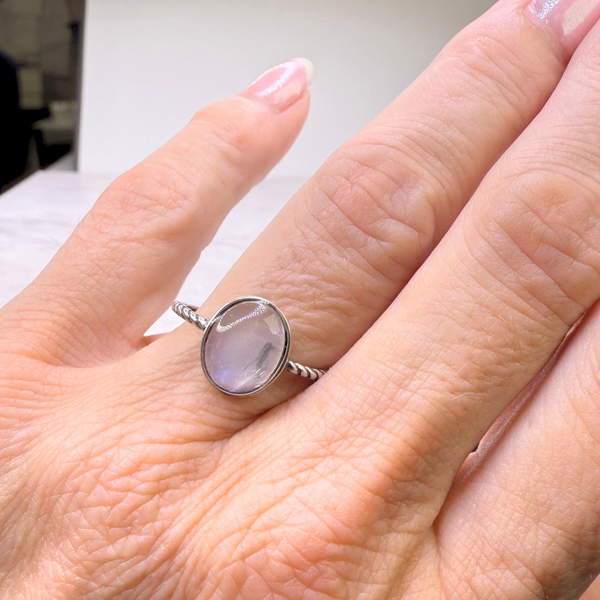 Ring Mondstein, Silber925, verstellbar durch Ringschiene