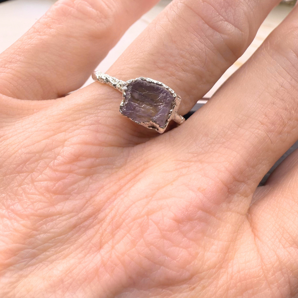 black raw crystal opal pendant with chain, silver 999