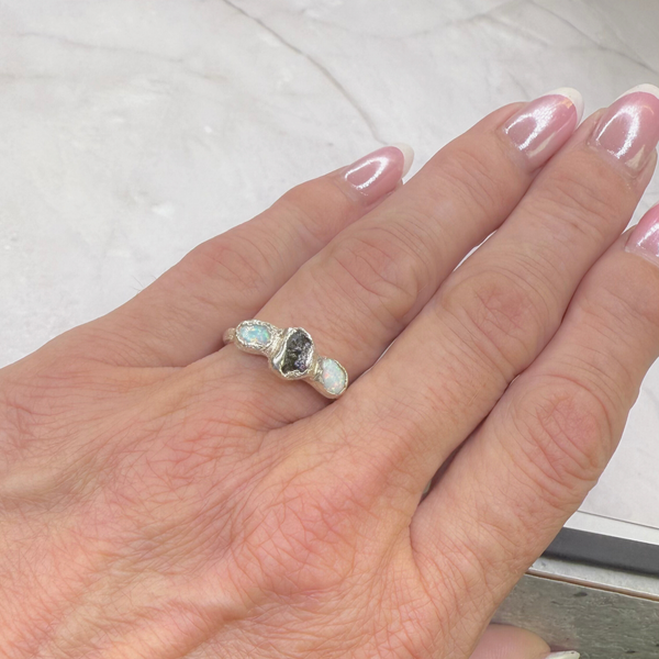 Ring 2 Opale-Turmalin,Silber999, Größe 53