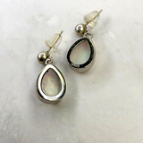 Stecker Ohrringe mit weißen Kristall Opal Tropfen, echt Silber925
