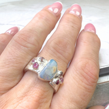 Ring breit australischer Opal-Turmalin, Silber999, Größe 55