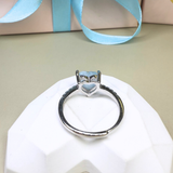 Ring Herz Aquamarin, silber, verstellbar