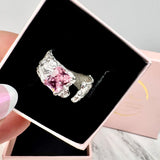 Breiter Ring mit Rosa Zirkonia, Silber925, verstellbar