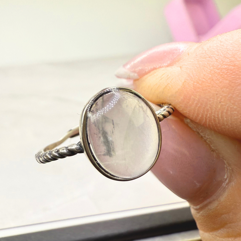 Ring Mondstein, Silber925, verstellbar durch Ringschiene