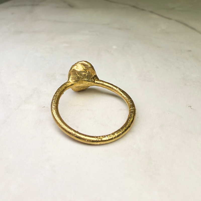 Ring Roh Opal aus Mexiko, Gold plattiert, Größe 52