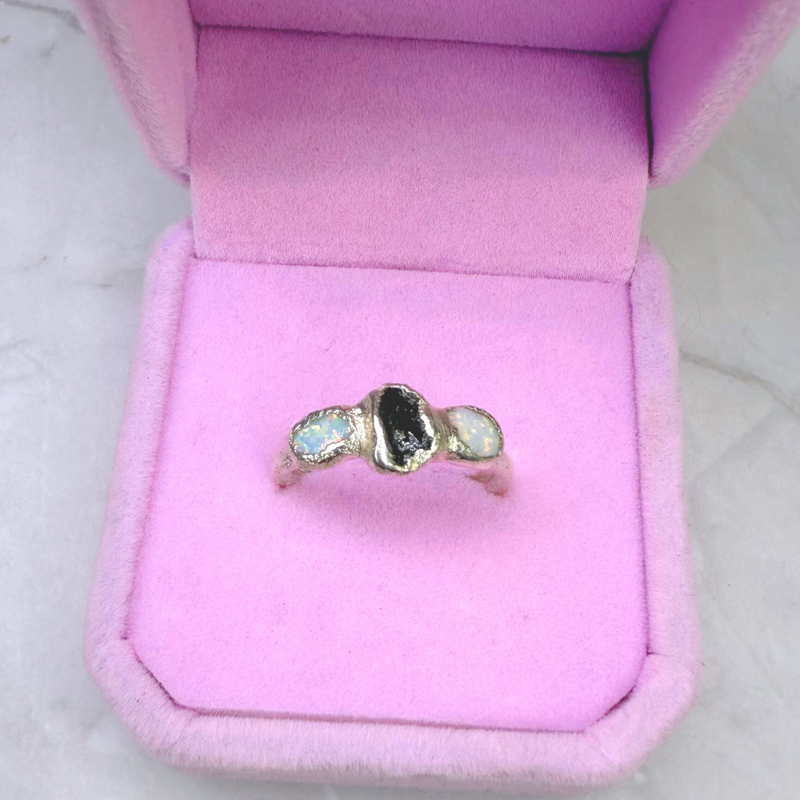 Ring 2 Opale-Turmalin,Silber999, Größe 53
