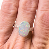 Ring australischer Opal, Silber, Größe 61